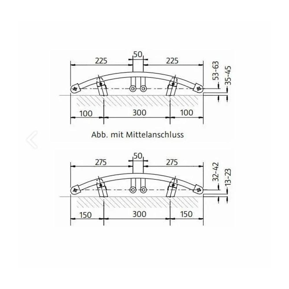 HSK Line Round Badheizkörper gebogen Mittelanschluss - anthrazit - 775 x 500mm