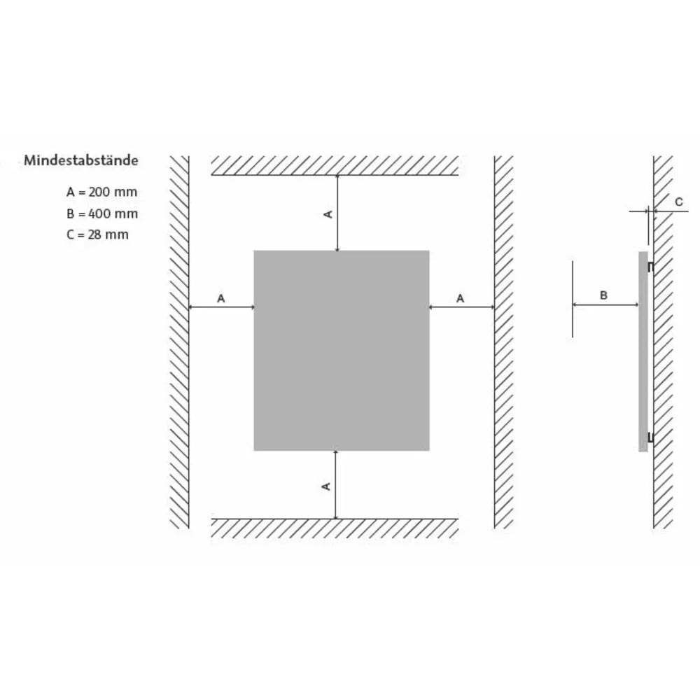 HSK Infrarot-Designheizkörper Retango mit weißer Glasfront 600 x 1500 mm-mit Funkfernempfänger Steckdose 