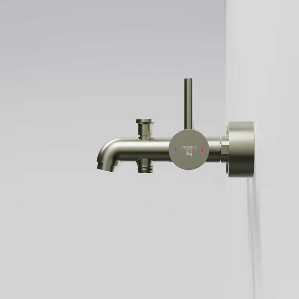 Steinberg Serie 100 Aufputz-Einhebelmischer für Wanne Brushed Nickel