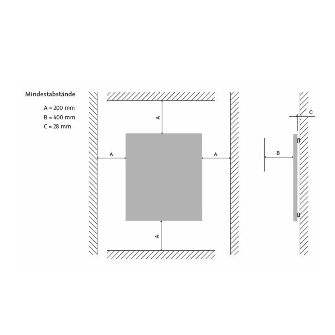 HSK Infrarot-Designheizkörper Retango mit Metalfront 600 x 1500 mm-weiß-matt-mit Aufputzempfänger Wand