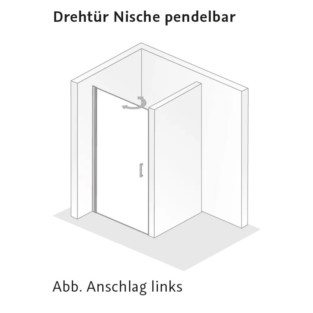 HSK Favorit Nova Drehtür Pendeltür für Nische 100x195cm Alu Silber-matt-Klar Hell-Linksanschlag