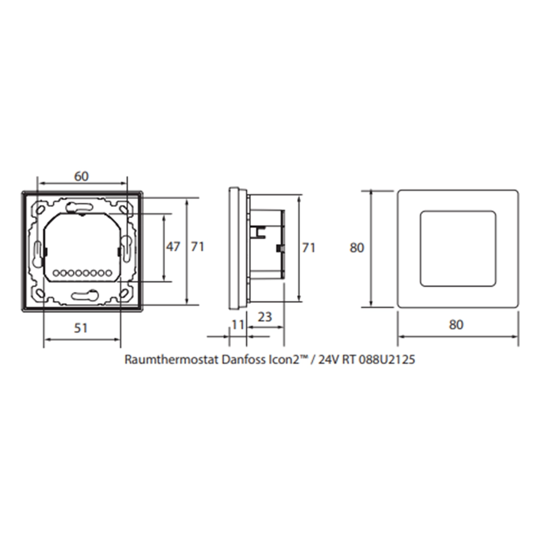 088U2125 Danfoss Icon2 Unterputzraumthermostat 24V, mit LED-Display-Version, Unterputz