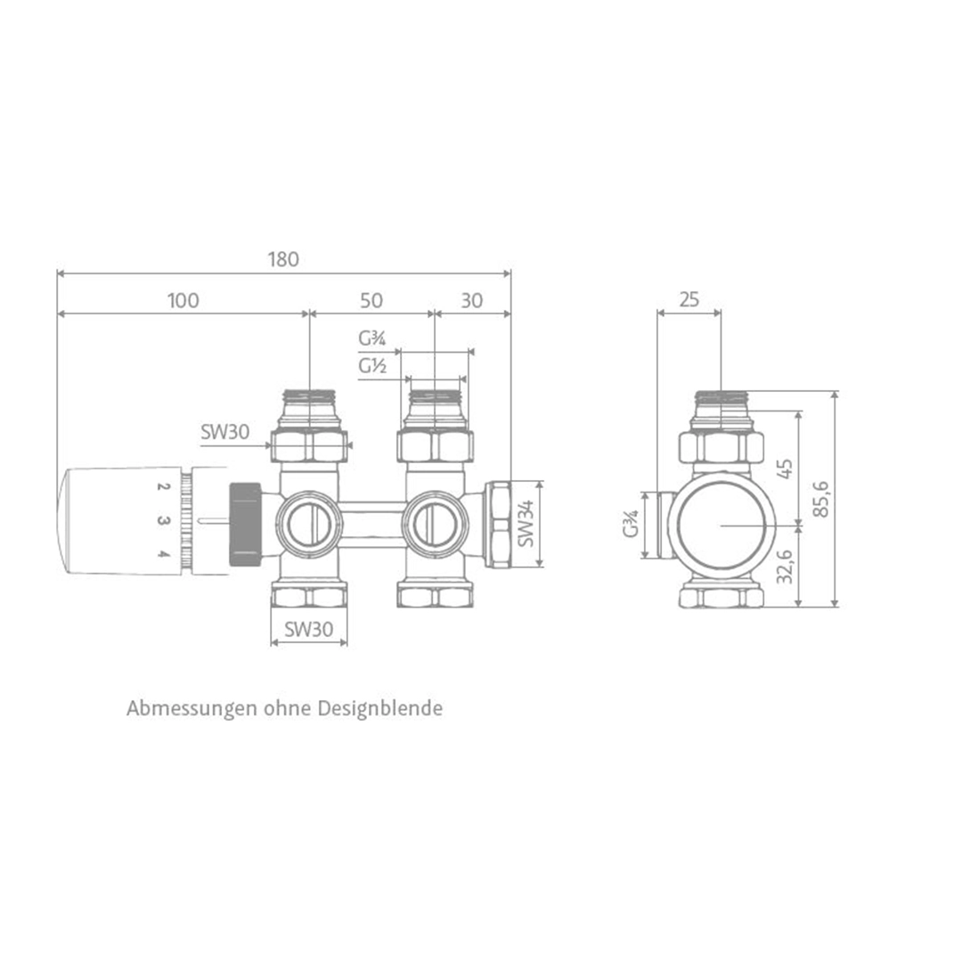 HSK Komplaktverntil Multiblock schwarz-matt 890840-68 Skizze 2