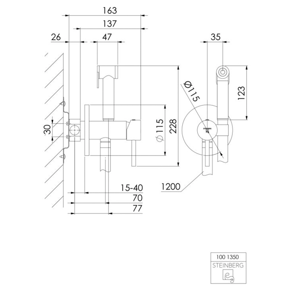 Steinberg Serie 100 Unterputz - Einhebelmischer mit Bidet Spray