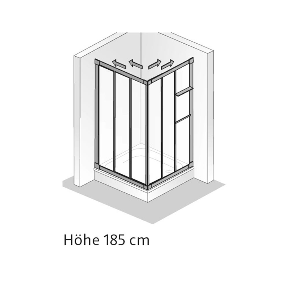 HSK Favorit Duschkabine Schiebetüren Eckeinstieg 3-teilig - Echtglas Alu Silber-matt-Chinchilla-ohne Beschichtung
