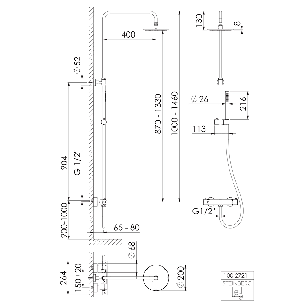 Steinberg Serie 100 Duschsystem Weiß