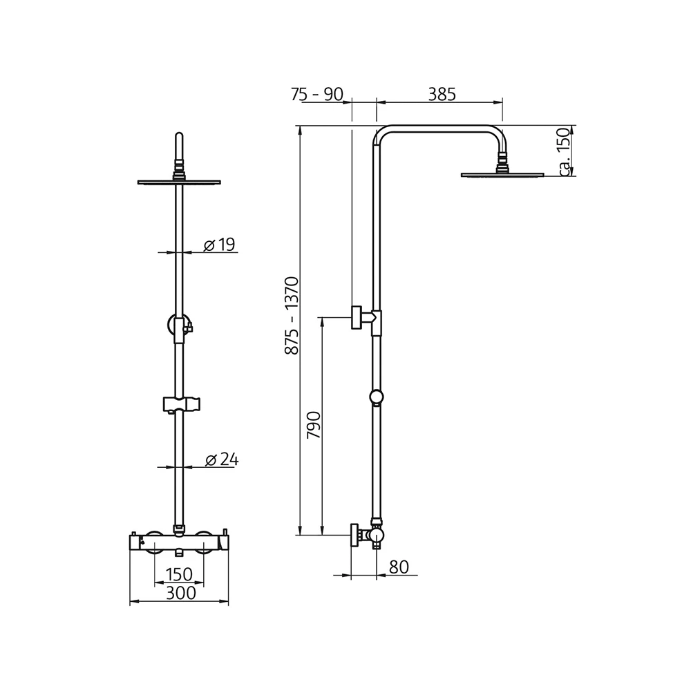 HSK Duschsystem RS 200 Mix mit Einhebelmischer superflach Kopfbrause ø 400 mm