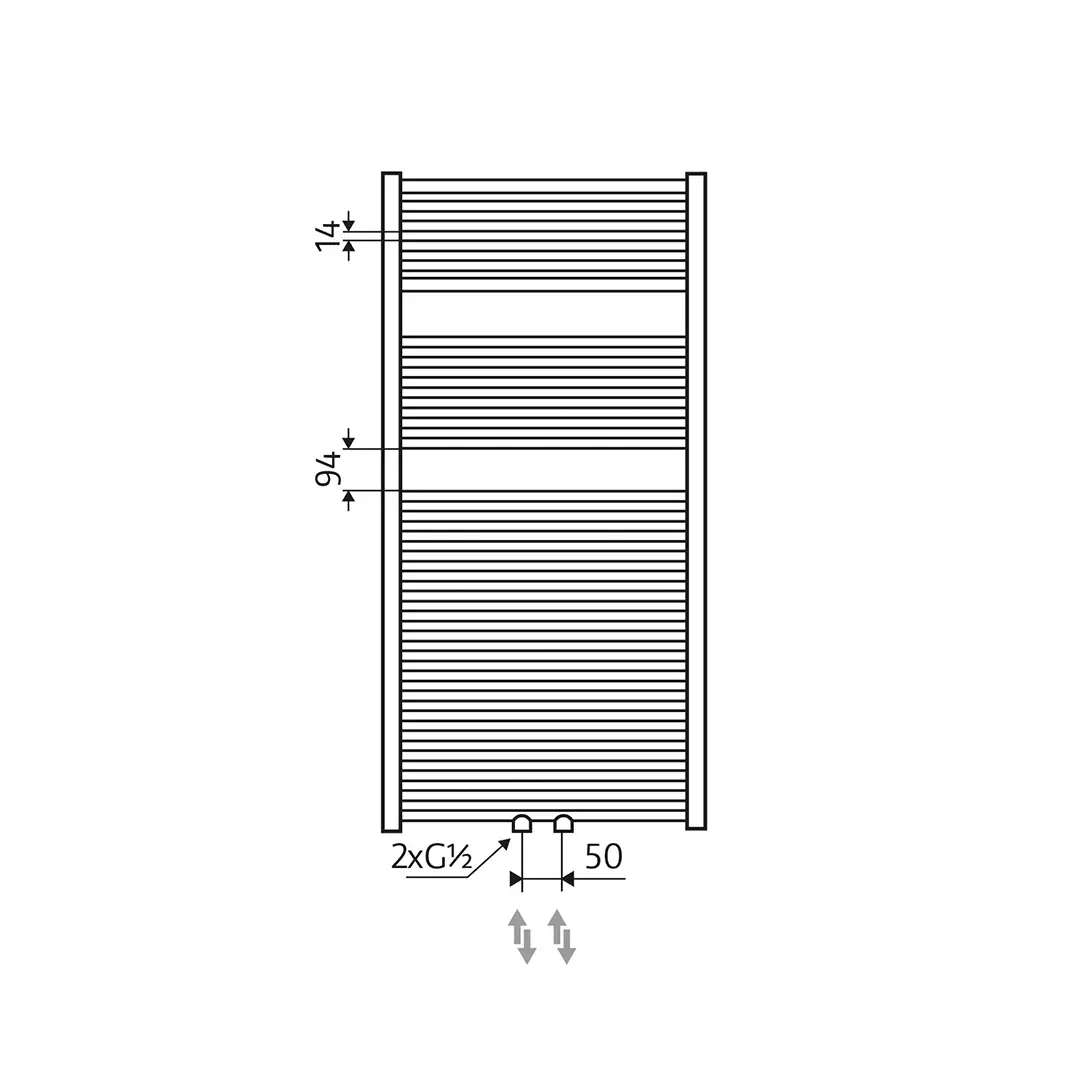 HSK Line Badheizkörper mit Mittelanschluss 1775 x 500 mm-weiß-matt