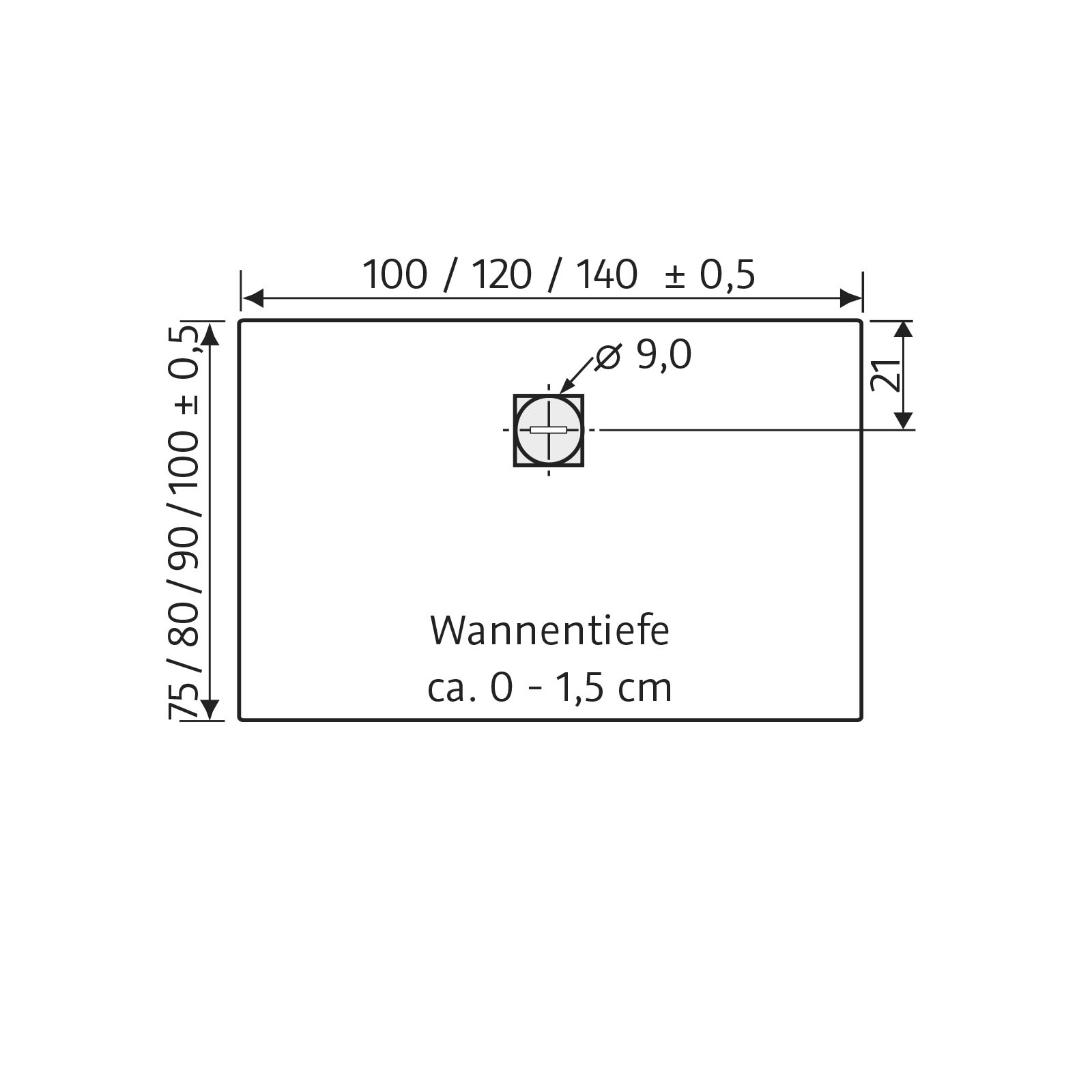 HSK Marmor-Polymer Rechteck Duschwanne Steinoptik 75 x 120 cm-steingrau-mit AntiSlip-Beschichtung
