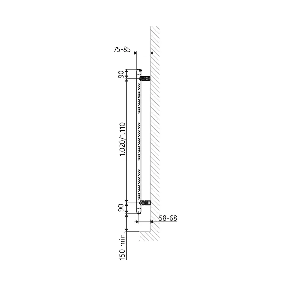 HSK Image Badheizkörper Paneel Heizkörper Mittelanschluss 1720 x 600 mm-schwarz-matt