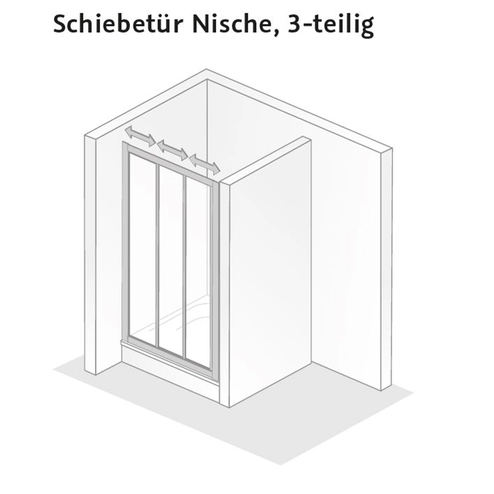 HSK Prima Schiebetür Gleittür für Nische 3-teilig weiß-80 x 175 cm